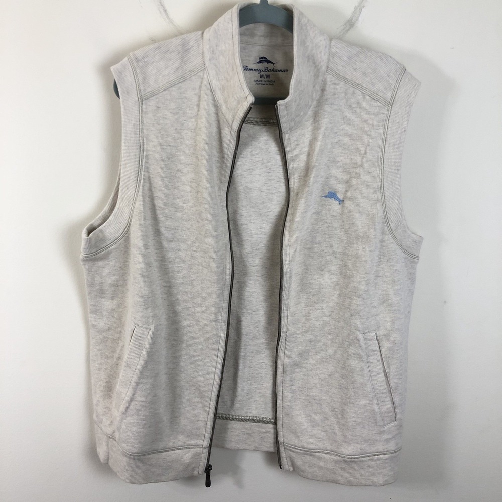 Tommy Bahama Abalone Heather Vest Men's Size Medium Light Beige